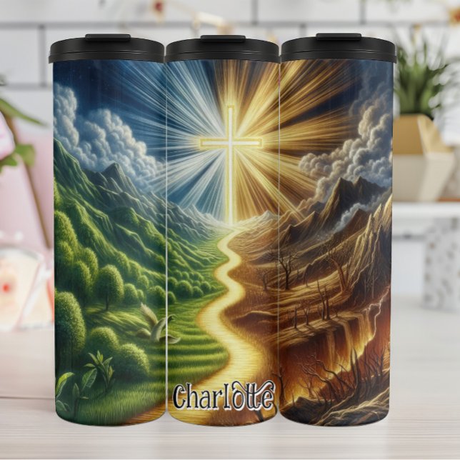 Garrafa Térmica Caminho para a Cruz Iluminada (Criador carregado)