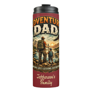 Garrafa Térmica Camisa Adventure Dad – Camping ao Ar Livre Vintage