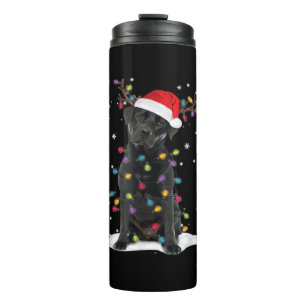 Garrafa Térmica Camisa Black Labrador Xmas Dog Christmas Tree Ligh