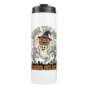 Garrafa Térmica Camisa de Abóbora Fantasma Gravura de Halloween Vi