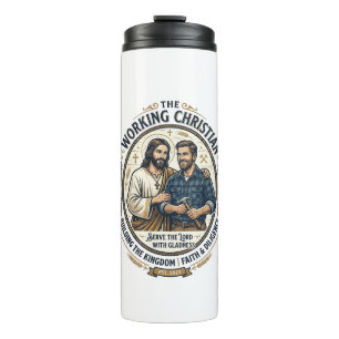 Garrafa Térmica Camisa de Construção Jesus Gráfico Cristão_
