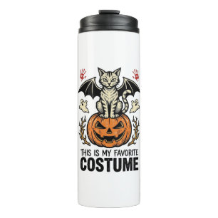 Garrafa Térmica Camisa de design de fantasia de gato de abóbora de