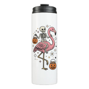 Garrafa Térmica Camisa de Doce de Halloween de Flamingo Montado em