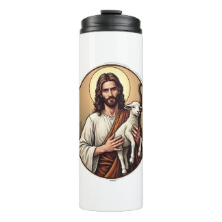 Garrafa Térmica Camisa de Gravura Vintage Círculo Pastor Jesus