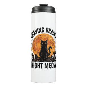 Garrafa Térmica Camisa de Gravura Vintage de Halloween de Gato Zum