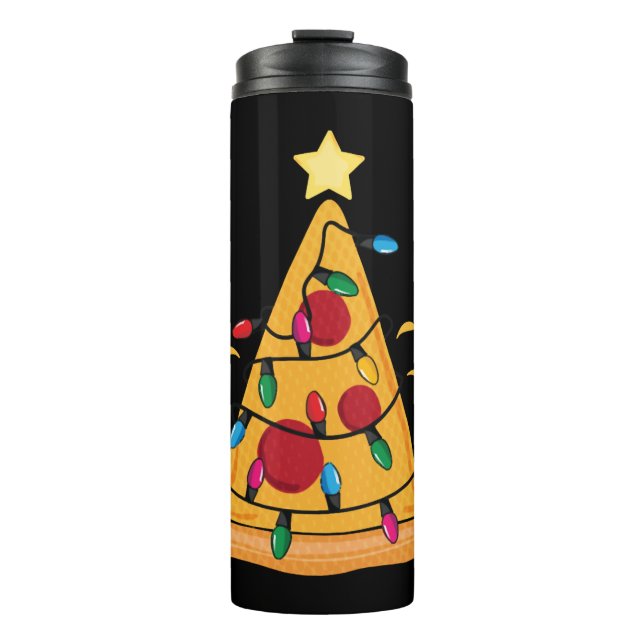 Garrafa Térmica Camisa de Natal para Crianças Pizza Árvore de Nata (Frente)