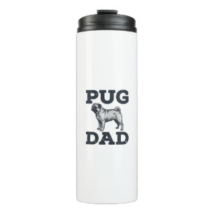 Garrafa Térmica Camisa de Pai de Pug com Desenho de Gravura Vintag