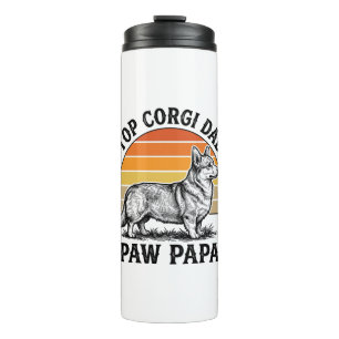 Garrafa Térmica Camisa de Papai Corgi Vintage Sunset Dog Papa Pres