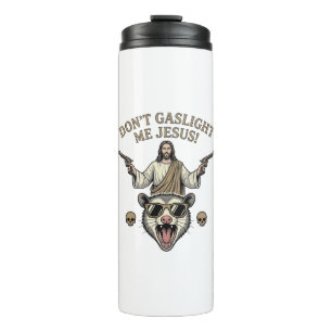 Garrafa Térmica Camisa engraçada de Jesus Gambá com desenho vintag
