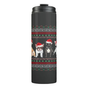 Garrafa Térmica Camisa essencial de Natal feia do Bulldog Francês