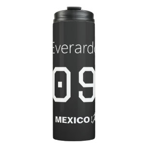 Garrafa Térmica Camisa Personalizada Preta de Futebol México Minim