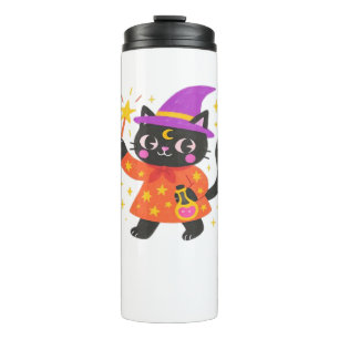 Garrafa Térmica Camisa-T Clássica de Bruxa Gatinho Celestial Espum