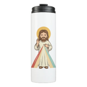 Garrafa Térmica Camisa Vetorial de Bênção Religiosa Vintage Design