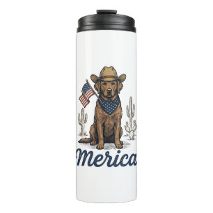 Garrafa Térmica Camisa Vintage Merica Cowboy Dog Bandeira American