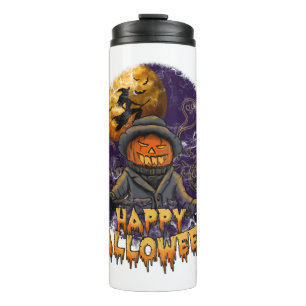 Garrafa Térmica Camiseiros de Halloween de abóboraFeliz Dia das Br