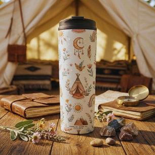 Garrafa Térmica Camiseta Boho Teepee Aventura Florestal Copo de Vi