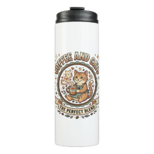 Garrafa Térmica Camiseta De Arte Vetorial Vintage De Gato Café E G