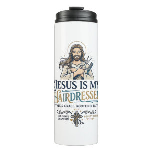 Garrafa Térmica Camiseta de Cabeleireiro Salão de Beleza Jesus Ins