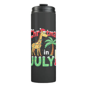 Garrafa Térmica Camiseta engraçada de Natal em julho Santa Girafa