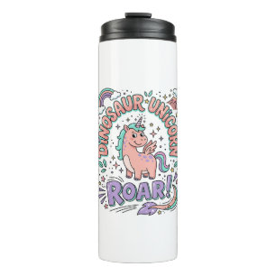Garrafa Térmica Camiseta Estilo Retro Unicórnio Dinossauro Unicórn