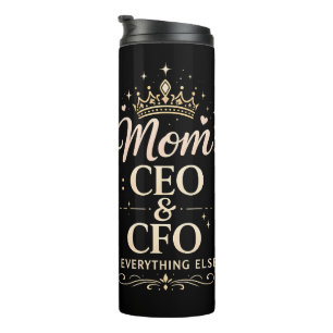 Garrafa Térmica Camiseta Mãe CEO & CFO – Presente Divertido para o