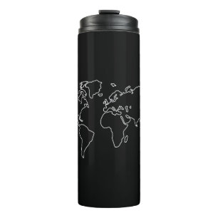 Garrafa Térmica Camiseta Minimalista Mapa Mundial Globo Viagem Via