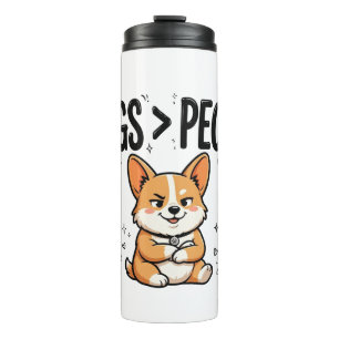Garrafa Térmica Camiseta Sassy Corgi Cachorros Sobre Pessoas