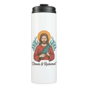 Garrafa Térmica Camiseta Vintage Cristã Jesus Escolhido e Resgatad