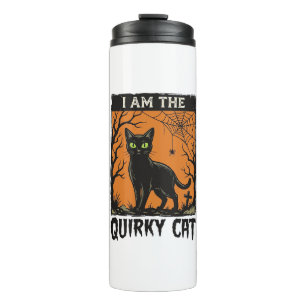 Garrafa Térmica Camiseta Vintage de Gravura de Gato Excêntrico de 