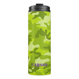 Garrafa Térmica Camo Verde Roxo Nome Esportivo Mod Tumbler Térmico