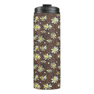 Garrafa Térmica Camomilos florescentes - design de padrão floral m