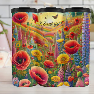 Garrafa Térmica Campo de arco-íris de lápis vibrante