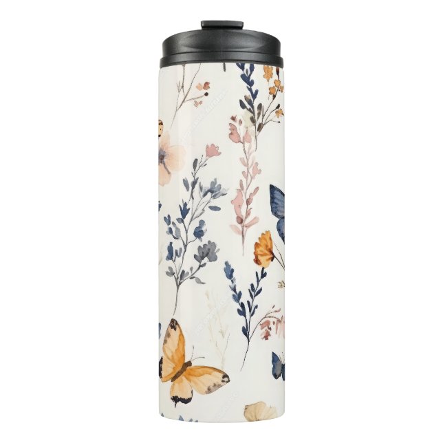 Garrafa Térmica Campo de Borboleta bonito (Frente)