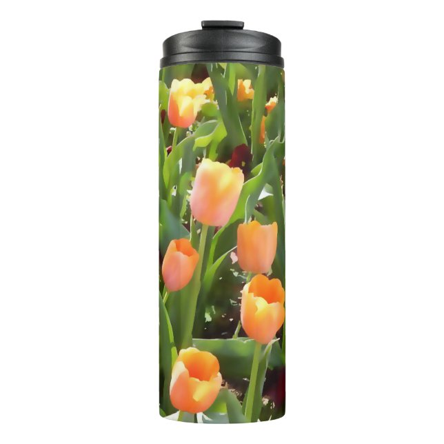 Garrafa Térmica Campo de Tulipas Laranja (Frente)