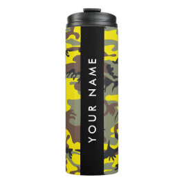 Garrafa Térmica Camuflagem amarela e castanha Seu nome Personaliza