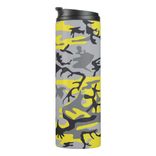 Garrafa Térmica Camuflagem Amarela e Cinza, Militar, Exército