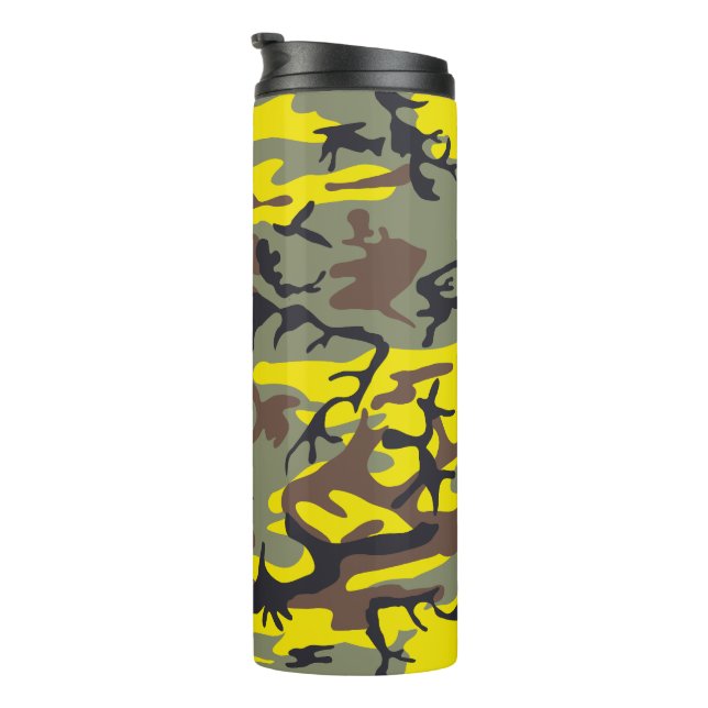 Garrafa Térmica Camuflagem Amarela e Marrom, Militar, Exército (Rotação à direita)