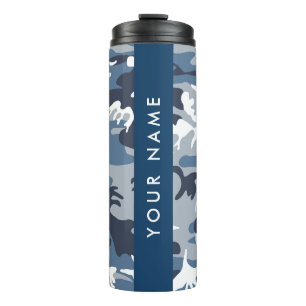 Garrafa Térmica Camuflagem Azul de Neve Inverno Seu nome Personali