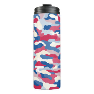 Garrafa Térmica Camuflagem Azul e Branco Vermelho