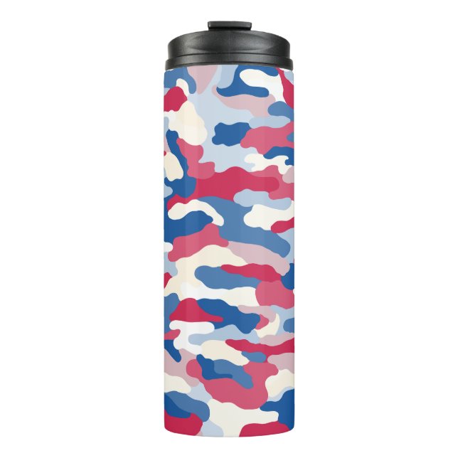 Garrafa Térmica Camuflagem Azul e Branco Vermelho (Frente)