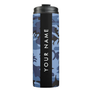 Garrafa Térmica Camuflagem Azul Marinho Personalize seu nome