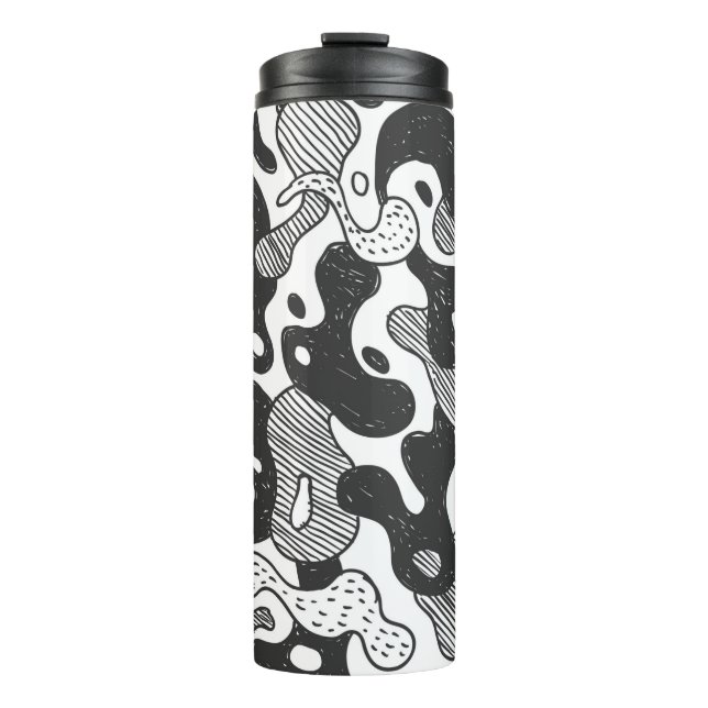 Garrafa Térmica camuflagem de estilo abstrato, preto (Frente)