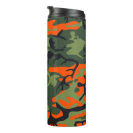 Garrafa Térmica Camuflagem Laranja e Verde, Militar, Exército