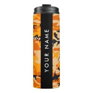 Garrafa Térmica Camuflagem Laranja Seu nome Personaliza