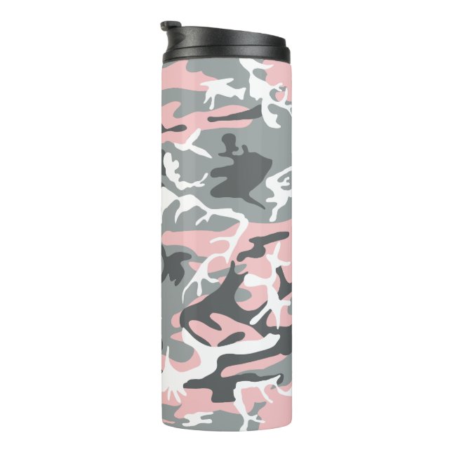 Garrafa Térmica Camuflagem rosa e Cinza, Militar, Exército (Rotação à direita)