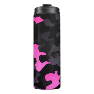 Garrafa Térmica Camuflagem rosa e preta