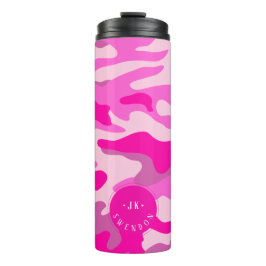 Garrafa Térmica Camuflagem Rosa Sassy do PixDezines Monograma