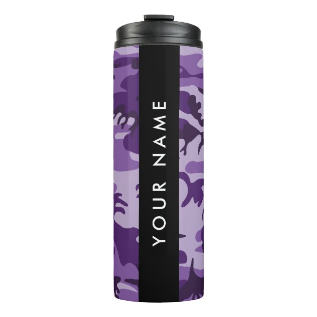 Garrafa Térmica Camuflagem Roxa Seu Nome Personalize (Frente)
