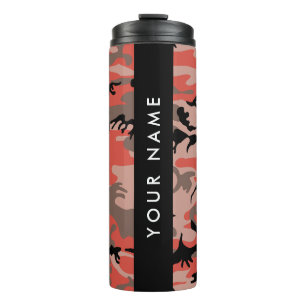 Garrafa Térmica Camuflagem Vermelha e Castanha Seu nome Personaliz