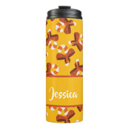 Garrafa Térmica Cana doce embrulhada com padrão de arco vermelho